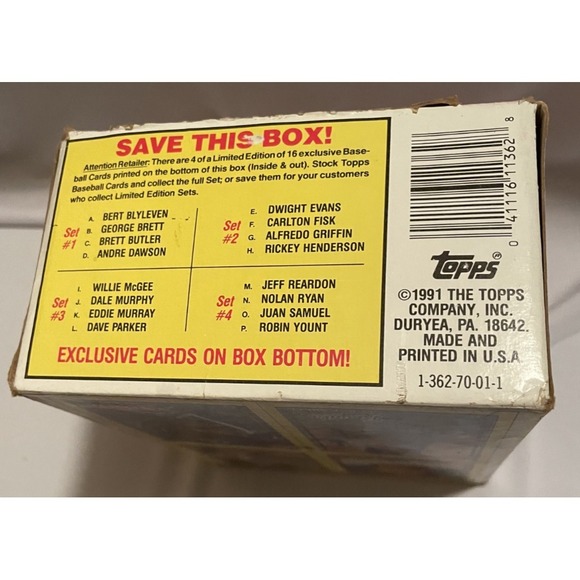 1991 Topps Wax Box 36 Packs 15 Cards ea. Chipper Jones Rookie - Picture 5 of 6